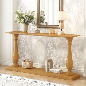 U_STYLE Vintage Sofa Table Console Table with Luxurious Pine Veneer and Elegance Vase-Leg Design,for Living Room Study room Entryway Bedroom