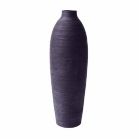 24" Textured Matte Ceramic Floor Vase, Black
