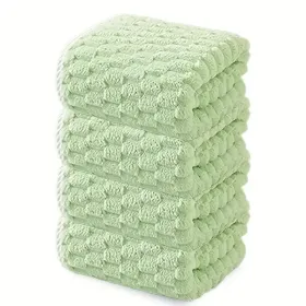 Waffle Ultra-soft Bath Towel 4/1pc, Super Absorbent And Quick-drying Adult Ultra-fine Fiber Towel, Quick-drying Textured Towel, Soft Spa And Fitn (Option: 4pcsgreen)
