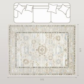 6x9 Area Rug, Indoor Boho Machine Washable Carpet For Living Room, Bedroom, Dining Room, Kitchen, Blue (Option: Blue)