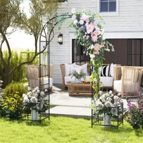 Multifunctional Outdoor Trellis - Climbing Vines Support+Flower/Vegetable Planters, 80"x20"x86" (Option: Defaulttitle)