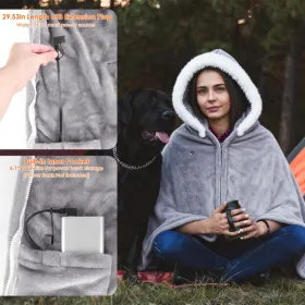 8-Zone Wearable Heated Blanket - 3 Adjustable Heat Levels, 59x31in Soft Flannel, USB-Powered Portable Design With Pockets, Machine Washable Winte (Option: Defaulttitle)