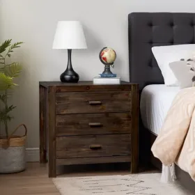 Wood Nightstand End Side Table With 3 Drawer For Living Room, Bedroom (Option: Defaulttitle)