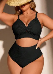 Womens Plus Size Bikini Twist High Waisted Bikini Sets Push Up Bikini Swimsuits Tummy Control 2 Piece Bathing Suit (Option: 4xl)