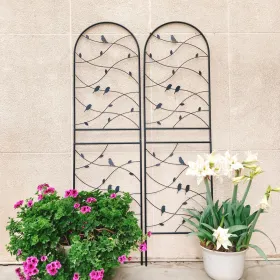 2 Pack Metal Garden Trellis 71" X 19.7" Rustproof Trellis For Climbing Plants Outdoor Flower Support Bird Deco Black (Option: Black)