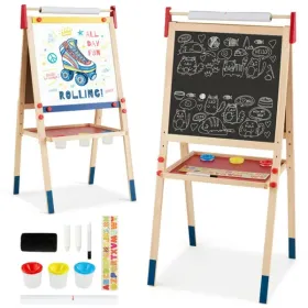 3-in-1 Kids Art Easel - Double-Sided Magnetic Board+Paper Roll, 26 Letter Magnets, Multicolor (Option: Defaulttitle)