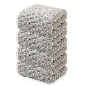 Waffle Ultra-soft Bath Towel 4/1pc, Super Absorbent And Quick-drying Adult Ultra-fine Fiber Towel, Quick-drying Textured Towel, Soft Spa And Fitn (Option: 4piecegray)