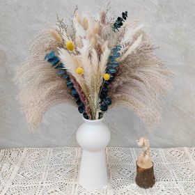 Phragmites Dried Flowers Bouquet Long Bouquet Reed Dried Natural Dried Pampa Grass Bouquet Home Wedding Living Room Decoration (Color: 76pcs  No vase, Ships From: China)